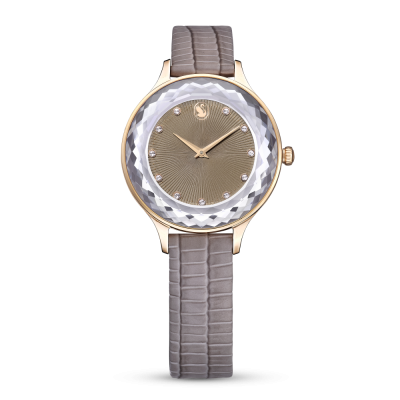 Relógio Swarovski Octea Nova Fabrico Suiço Pulseira Bege Acabamento em Rosa Dourado 5649999