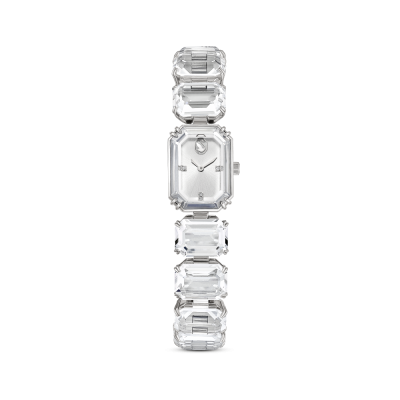 Relógio Swarovski Pulseira de Corte Octagonal Branco Aço Inoxidável