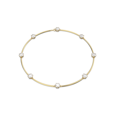 Gargantilha Swarovski Constella Lapidação Redonda Branca Revestido com Tom Dourado Brilhante