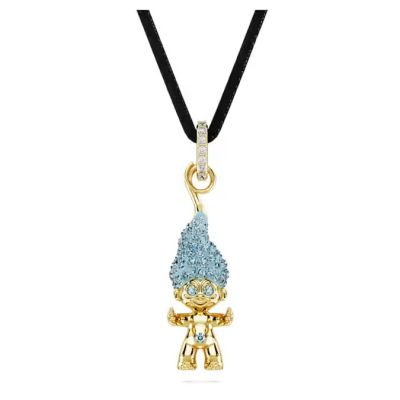 Pingente Swarovski Good Luck Trolls Troll Azul Lacado a dourado
