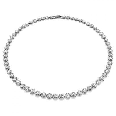 Colar Swarovski Una Lapidação redonda Grande Branco Lacada a ródio