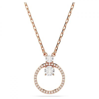 Pingente Swarovski Constella Pavé Lapidação redonda Branco Lacado a rosa dourado
