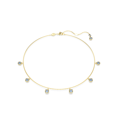 Colar Swarovski Imber Lapidação redonda Azul-claro Lacado a dourado