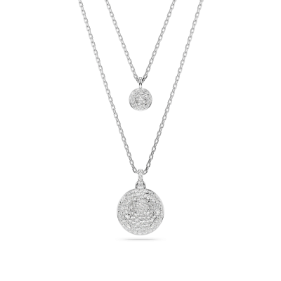 Pendente layered Meteora Branco Lacado a ródio