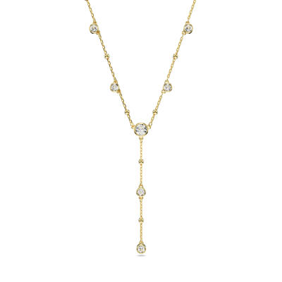 Colar Swarovski Y Imber Lapidação redonda Design disperso Branco Lacado a dourado