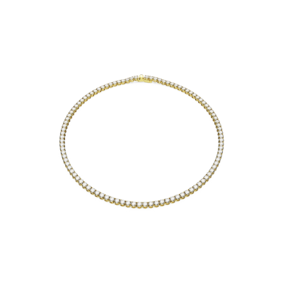 Colar Swarovski Matrix Tennis Lapidação redonda Branco Lacado a dourado