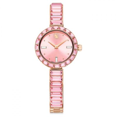 Relógio Swarovski Matrix Bangle Fabrico suíço Bracelete em cristal Rosa Acabamento em rosa dourado