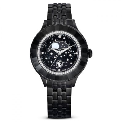 Relógio Swarovski Octea Moon Fabrico suíço Lua Pulseira de metal Preto Acabamento a preto