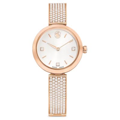Relógio Swarovski Illumina Fabrico suíço Pulseira de metal Tom Dourado rosa Acabamento em rosa dourado