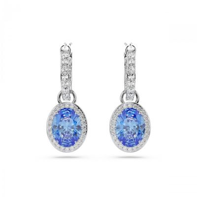 Brincos Swarovski Constella drop Corte oval Azul Revestido a Ródio