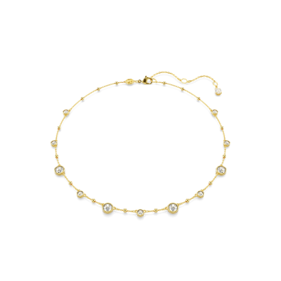 Colar Swarovski Imber Lapidação redonda Design disperso Branco Lacado a dourado