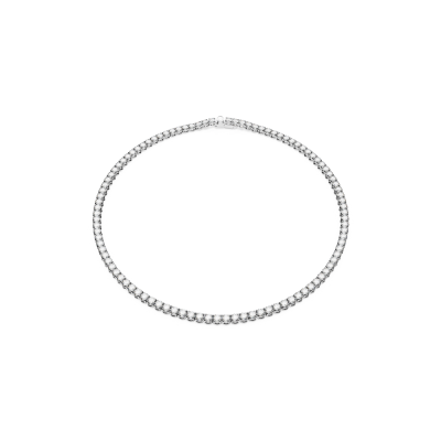 Colar Swarovski Matrix Tennis Lapidação redonda Branco Lacado a ródio