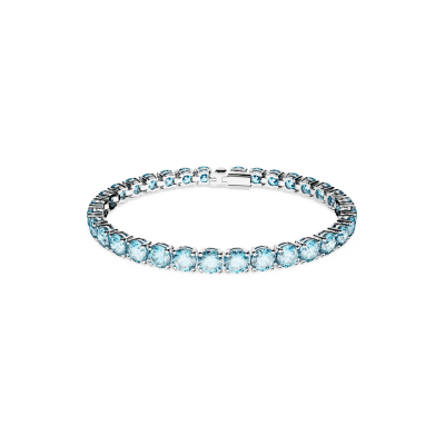 Pulseira Swarovski Matrix Tennis Lapidação redonda Azul Lacado a ródio