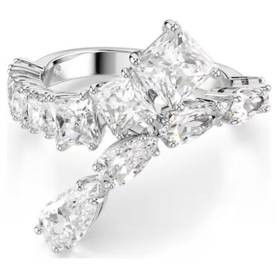 Anel Swarovski Matrix Combinação de lapidações Branco Lacado a ródio 52