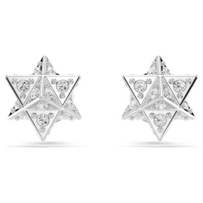 Brincos Swarovski stud Dextera Lapidação redonda Estrela Branco Lacado a ródio