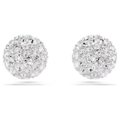Brincos Swarovski stud Dextera Lapidação redonda Branco Lacado a ródio