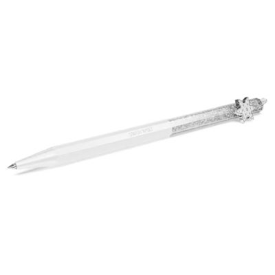 Esferográfica Swarovski Crystalline Modelo octagonal Floco de neve Branco Lacado a branco