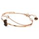 Bracelete Swarovski Swan Cisne Preto Lacado a Rosa Dourado M