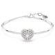 Bracelete Swarovski Hyperbola Coração Branca Lacado a Ródio