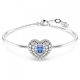 Bracelete Swarovski Hyperbola Coração Azul Lacado a Ródio