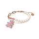 Pulseira Swarovski Teddy Urso Rosa Lacado a Rosa Dourado