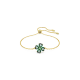 Pulseira Swarovski Idyllia Combinação de Lapidações Trevo de Quatro Folhas Verde Lacado a Dourado