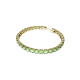 Pulseira Swarovski Matrix Tennis Lapidação Redonda Média Verde Lacado a Dourado