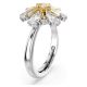 Anel Swarovski cocktail Idyllia Combinação de lapidações Flor Amarelo Lacado a ródio 55-60