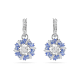 Brincos compridos Swarovski Idyllia Flor Azuis Lacado a ródio