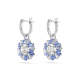 Brincos compridos Swarovski Idyllia Flor Azuis Lacado a ródio