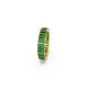 Anel Swarovski Matrix Lapidação Baguete Verde Lacado a Dourado