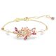 Pulseira Swarovski Gema Combinação de lapidações Flor Rosa Lacado a dourado M