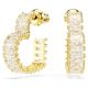 Brincos Swarovski argola Matrix Lapidação Baguete Coração Pequenas Brancos Lacado a dourado