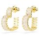 Brincos Swarovski argola Matrix Lapidação Baguete Coração Pequenas Brancos Lacado a dourado