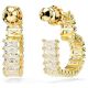Brincos Swarovski argola Matrix Lapidação Baguete Coração Pequenas Brancos Lacado a dourado
