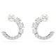 Brincos argola Swarovski Matrix Crystal Pearl Lapidação redonda Brancos Lacado a ródio