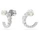 Brincos argola Swarovski Matrix Crystal Pearl Lapidação redonda Brancos Lacado a ródio