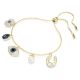 Pulseira Swarovski Symbolica Trevo de quatro folhas olho grego e ferradura Azul Lacado a dourado M