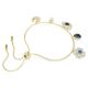 Pulseira Swarovski Symbolica Trevo de quatro folhas olho grego e ferradura Azul Lacado a dourado M