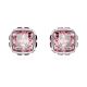 Brincos Swarovski stud Birthstone Lapidação quadrada Outubro Rosa Lacado a ródio