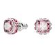 Brincos Swarovski stud Birthstone Lapidação quadrada Outubro Rosa Lacado a ródio