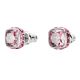Brincos Swarovski stud Birthstone Lapidação quadrada Outubro Rosa Lacado a ródio
