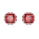 Brincos Swarovski stud Birthstone Lapidação quadrada Julho Vermelhas Lacado a ródio