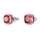Brincos Swarovski stud Birthstone Lapidação quadrada Julho Vermelhas Lacado a ródio