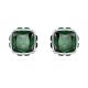 Brincos stud Birthstone Lapidação quadrada Maio Verde Lacado a ródio