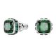 Brincos stud Birthstone Lapidação quadrada Maio Verde Lacado a ródio