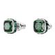 Brincos stud Birthstone Lapidação quadrada Maio Verde Lacado a ródio