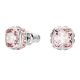 Brincos Swarovski stud Birthstone Lapidação quadrada Junho Rosa Lacado a ródio