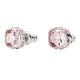 Brincos Swarovski stud Birthstone Lapidação quadrada Junho Rosa Lacado a ródio