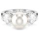 Anel Swarovski Matrix Crystal Pearl Lapidação redonda Branco Lacado a ródio 60